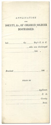 Item #93657 Application for Bounty, &c, of Colored Soldier Discharged
