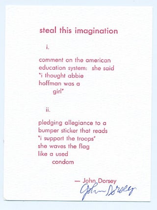 steal this imagination. John DORSEY.
