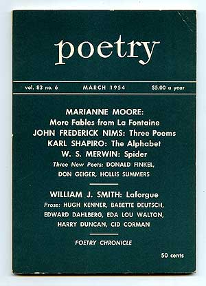 Item #96829 Poetry for March 1954. Cid CORMAN, Marianne Moore, W. S. Merwin, Edward Dahlberg