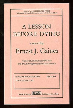 Item #97226 A Lesson Before Dying. Ernest J. GAINES