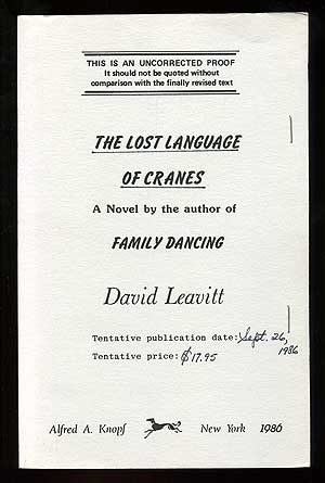 Item #97603 The Lost Language of Cranes. David LEAVITT.
