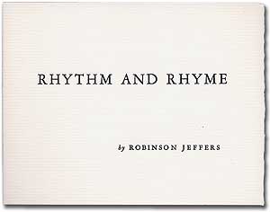 Item #99566 Rhythm and Rhyme. Robinson JEFFERS